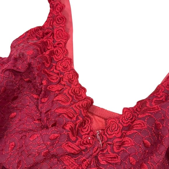 Amoureuse Women's Plus Size Embroidered Underwire Bra Red 40DDD - Picture 4 of 8